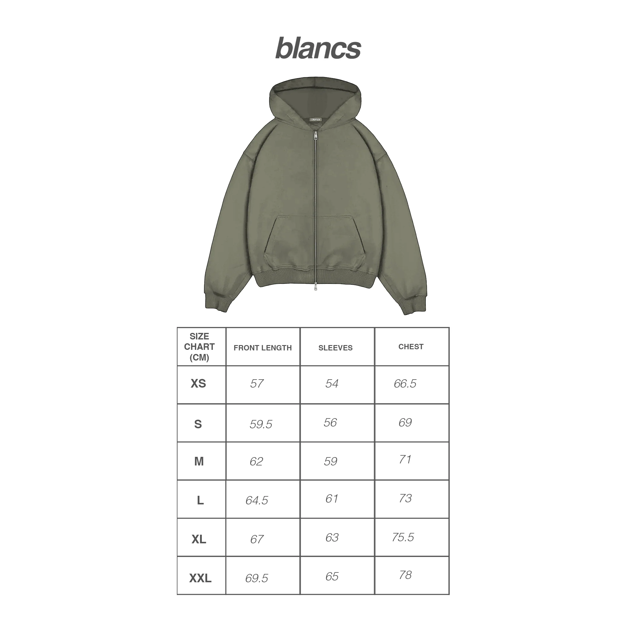 BLANCS ZIP HOODIE - KHAKI - Image 3