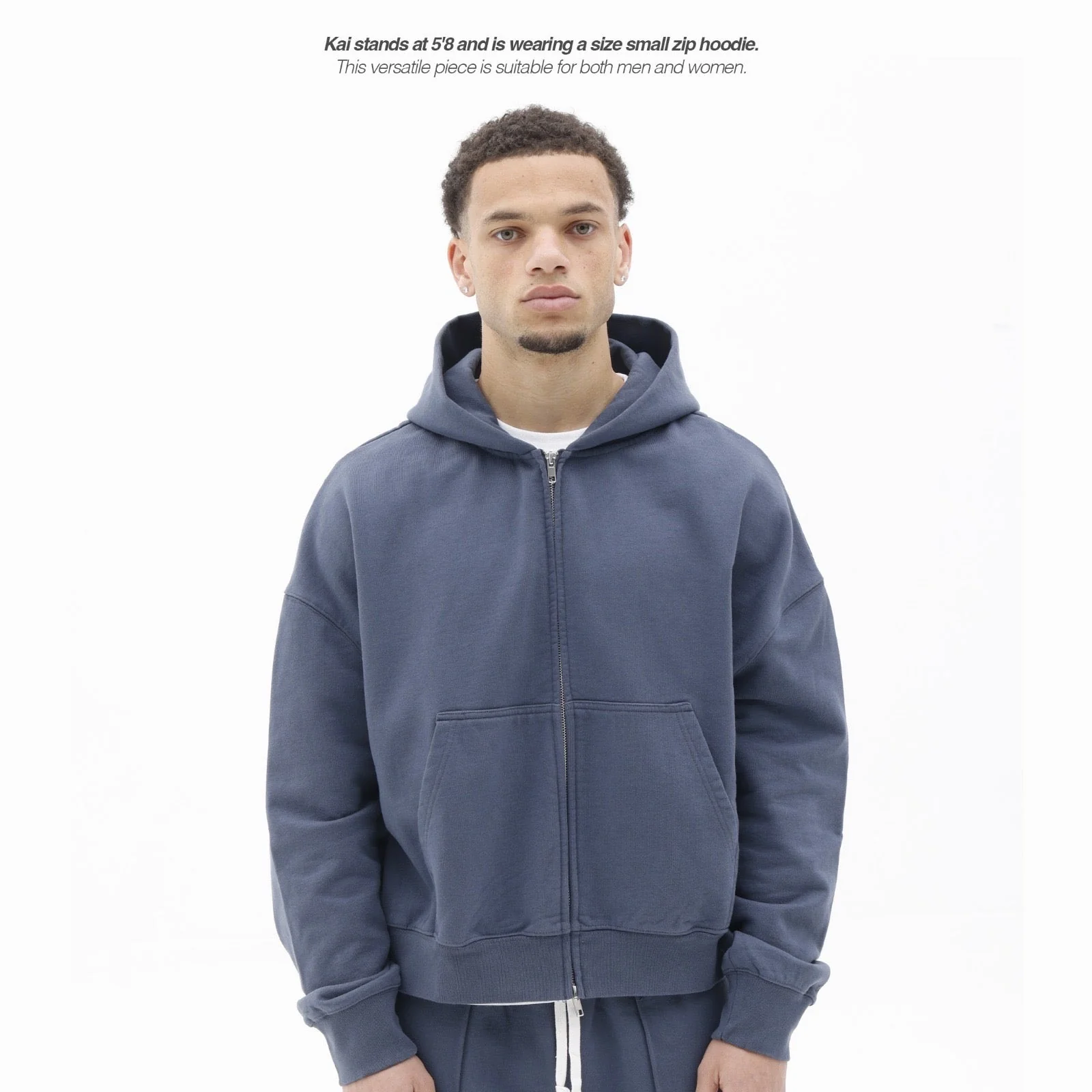 BLANCS ZIP HOODIE - NAVY - Image 6